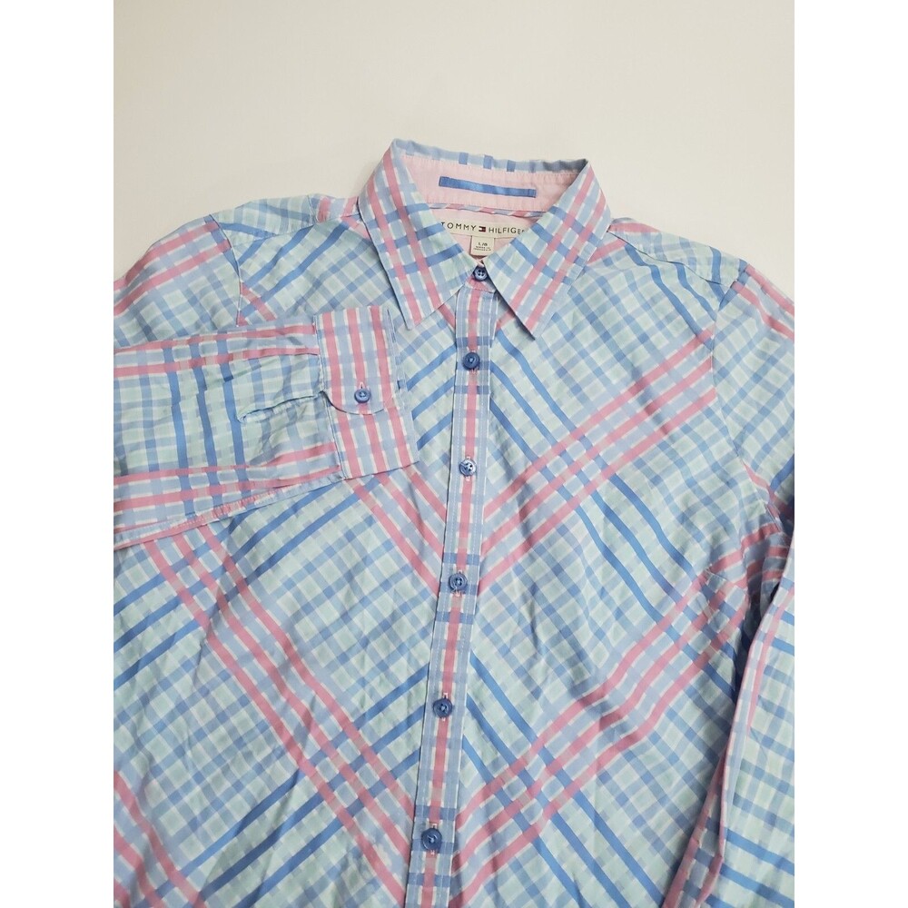 Tommy Hilfiger Women's Long Sleeve Button Casual Blouse, Large